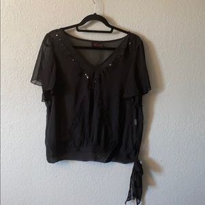 Torrid size 0 black sheer top with sequence